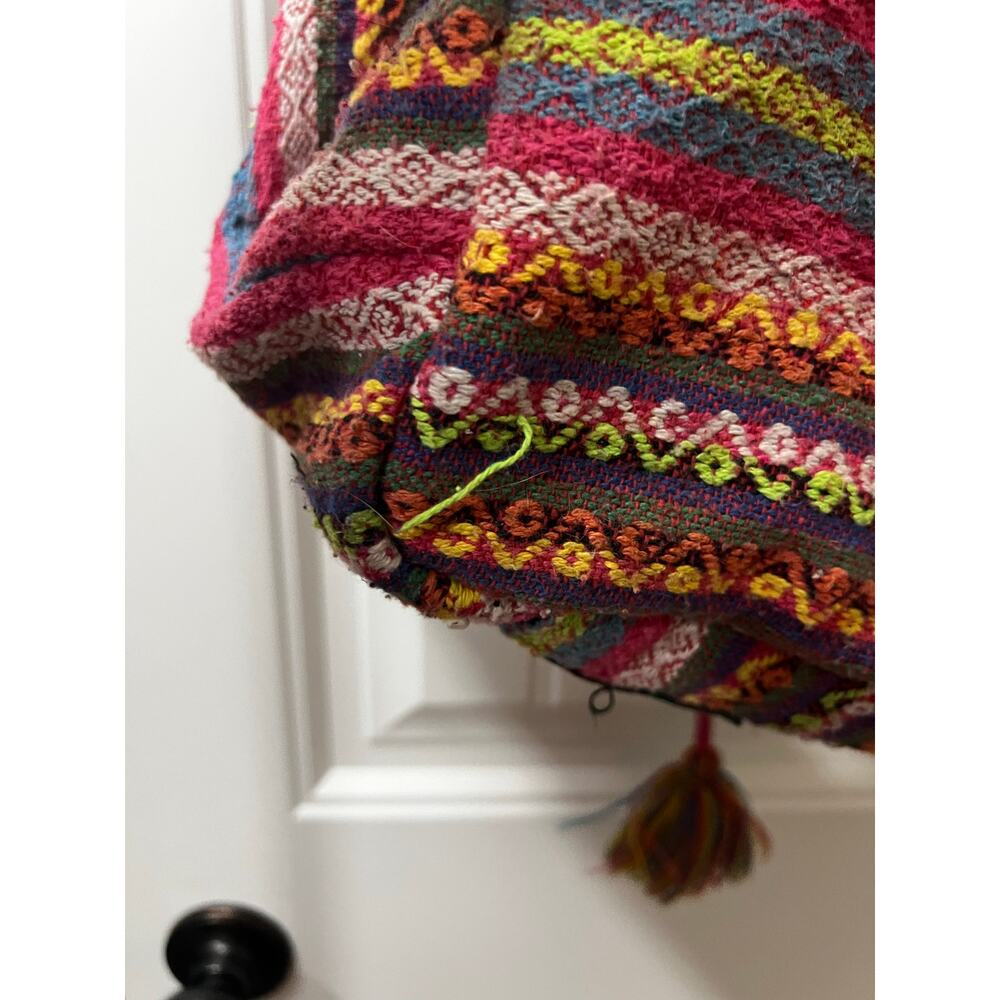 Billabong Boho Backpack Multicolor Woven Tribal Stripe Tassel Drawstring Bag - Picture 15 of 16
